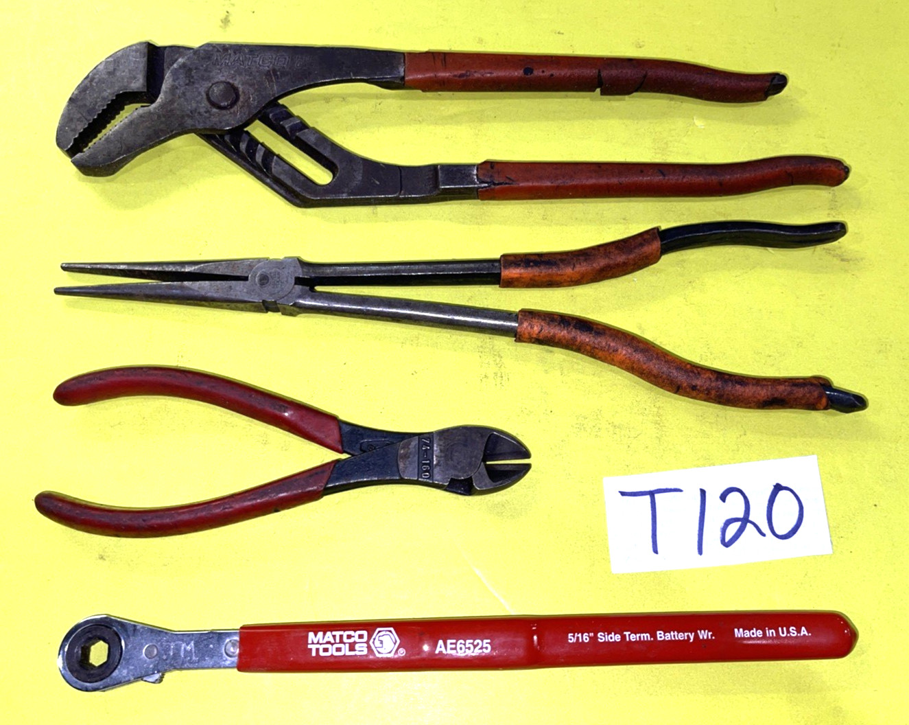 MATCO TOOLS 4 PIECE GROOVE JOINT, NEEDLE NOSE, DIAGONAL CUTTER, BATTERY PLIERS