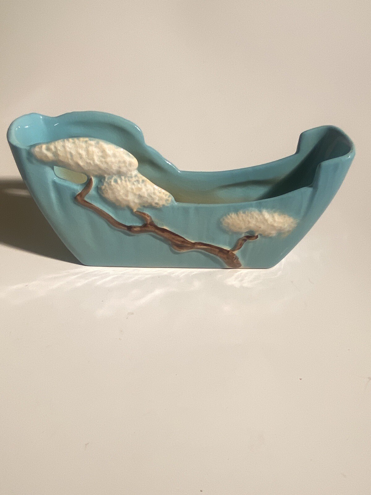 Roseville Ming Tree Blue 1949 Mid Century Art Pottery Window Box Planter 568-8