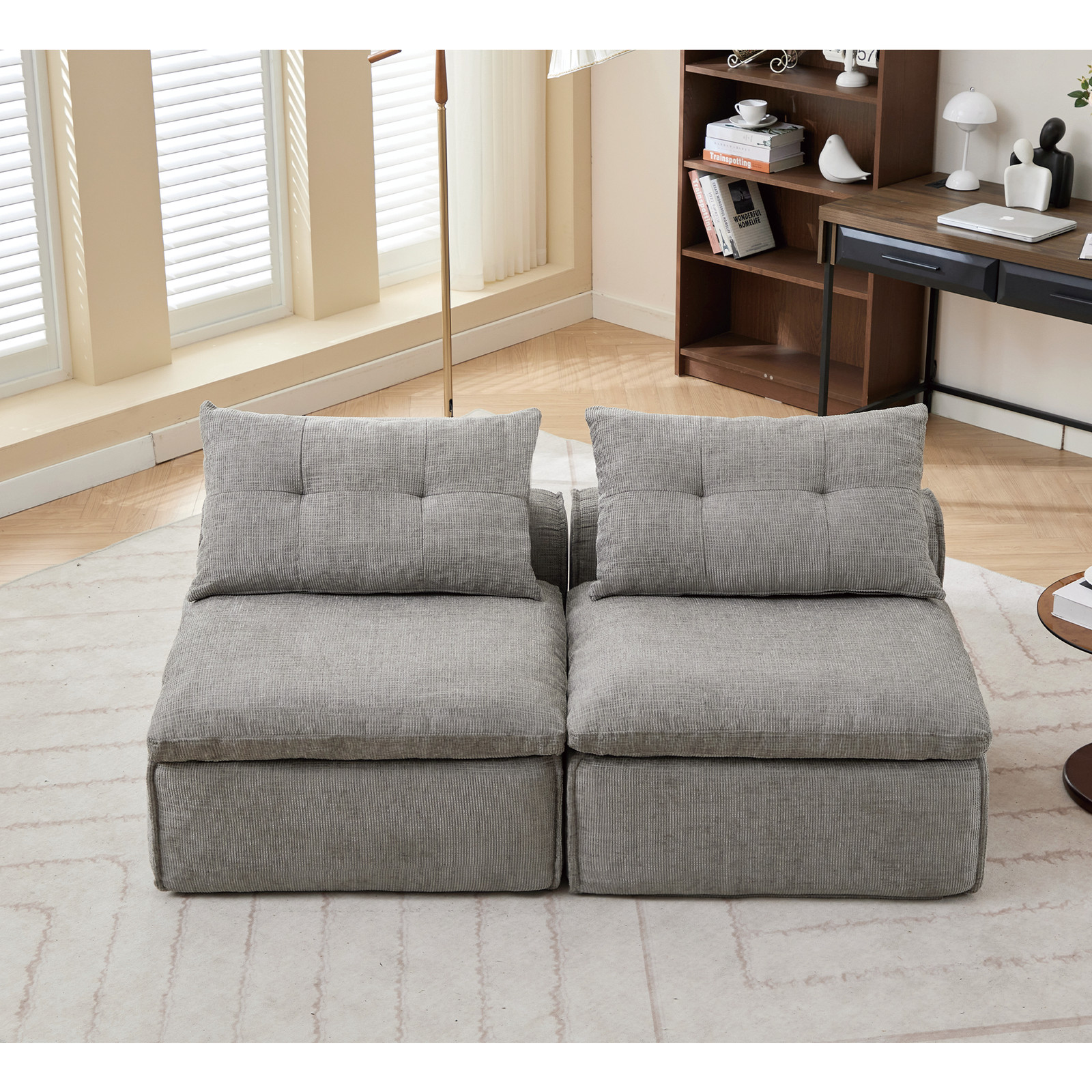 [NEW ARRIVED] [VIDEO PROVIDED]Modular Sofa,No Armrests,At will DIY, Chenille Fab