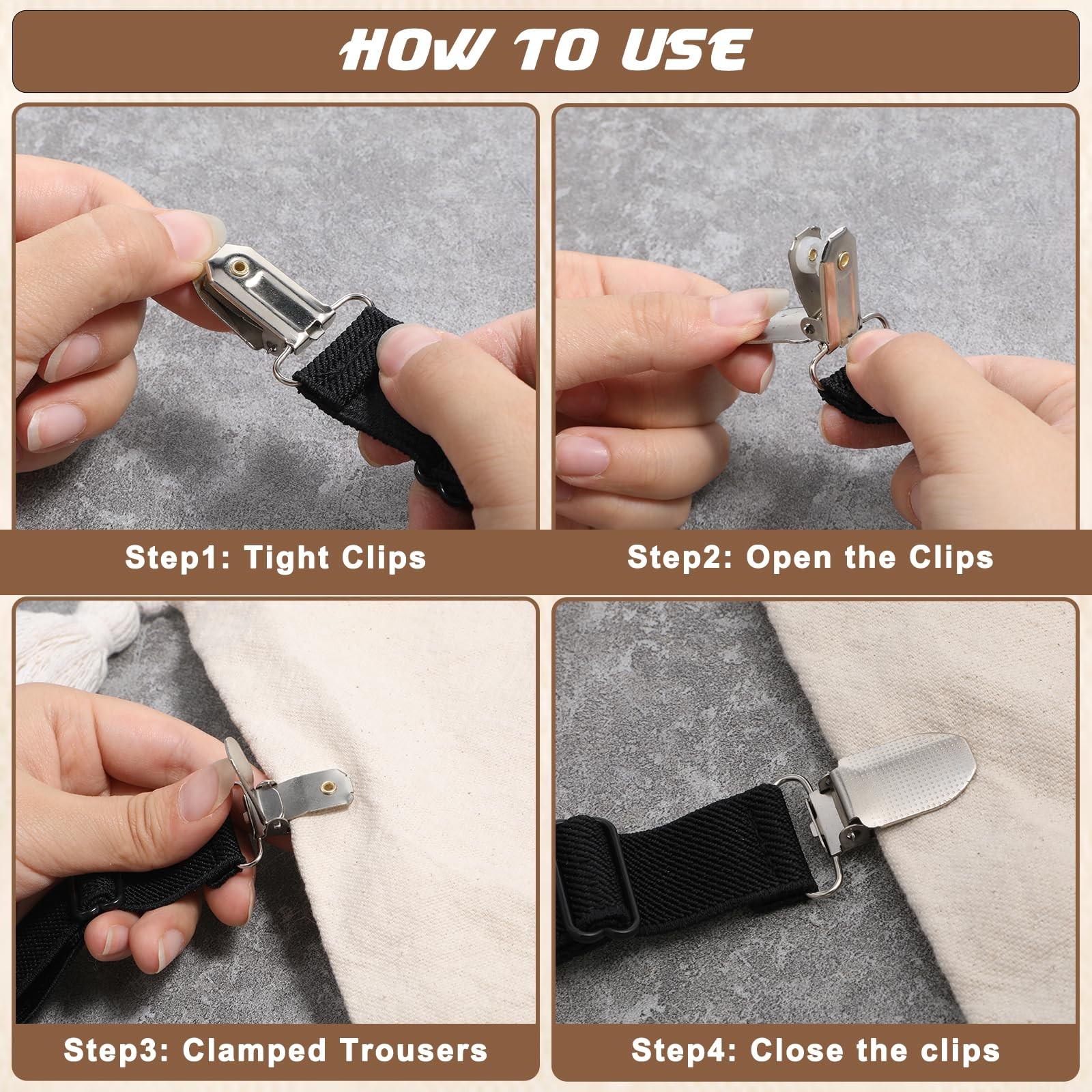 4PCS Adjustable Boot Straps Cowboy Elastic Clips