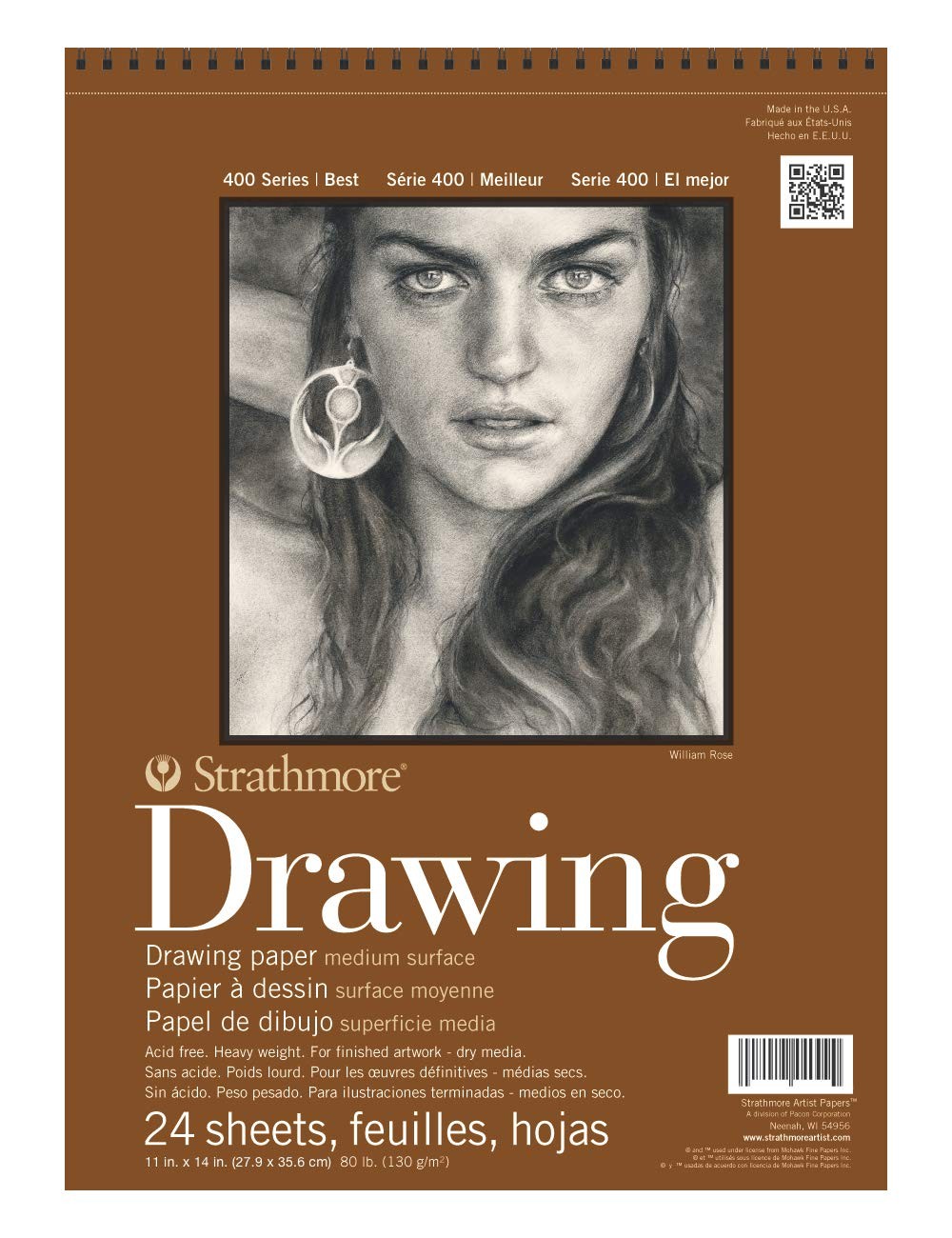 Strathmore Medium Drawing Spiral Paper Pad 11"X14"-24 Sheets -400500
