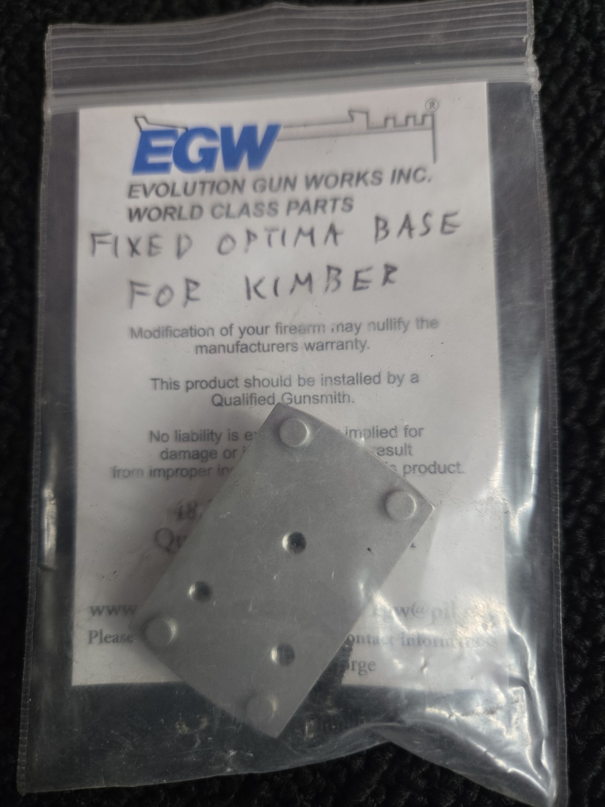Egw Fixed Optima Base Optic Mount Kimber