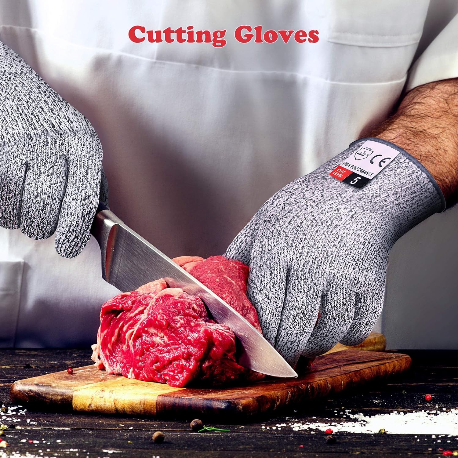 2PCS Cut Resistant Gloves, Cutting Gloves Level 5 Protection for Kitchen
