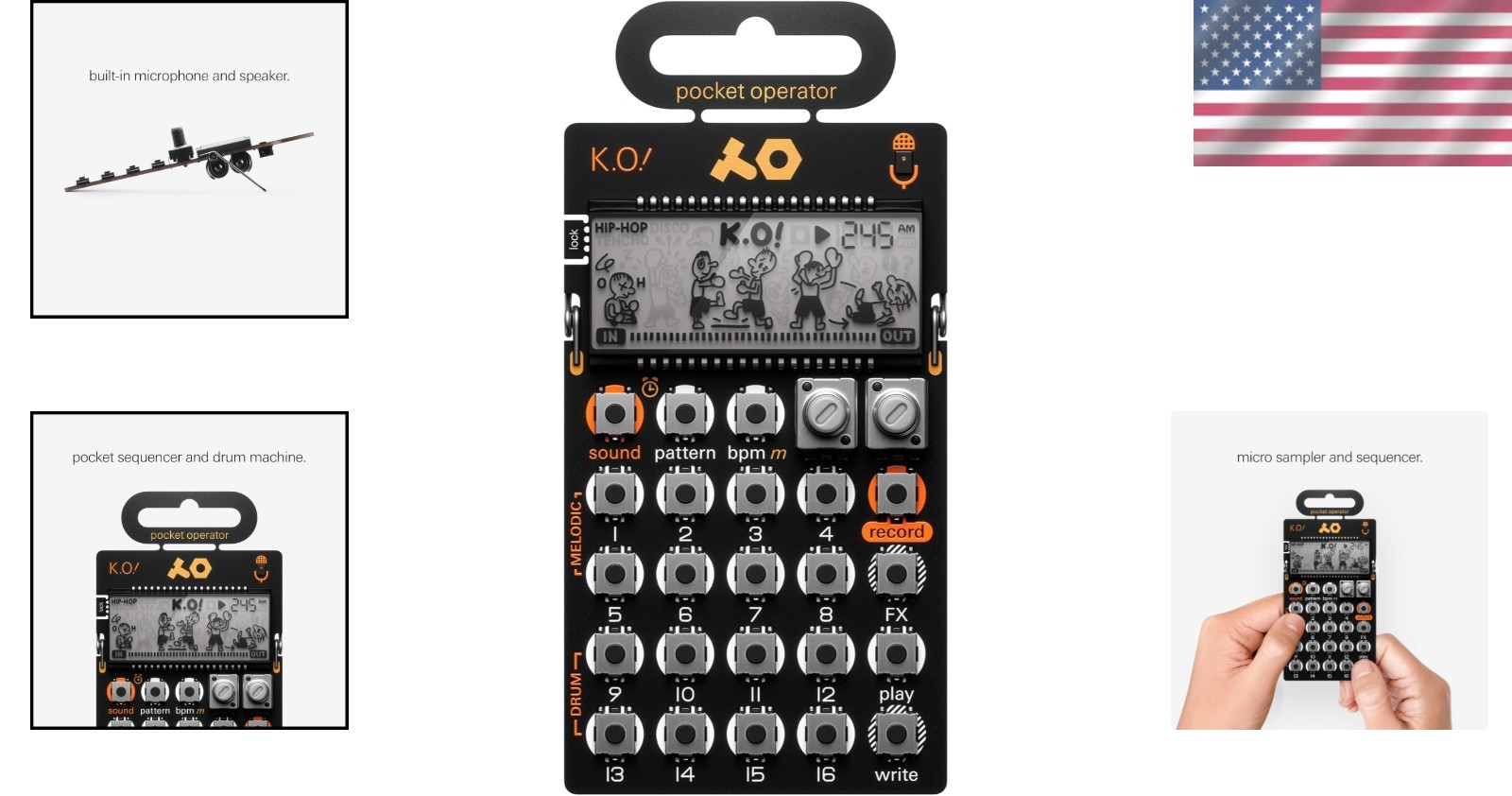 Compact PO-33 K.O.! Sampler & Drum Machine with 40 Sec Memory, Built-In Effects