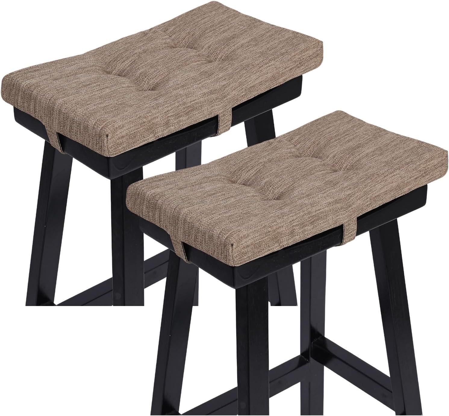 Set of 2 Memory Foam Stool Cushion Rectangular Dual-Layer Design Saddle Stool