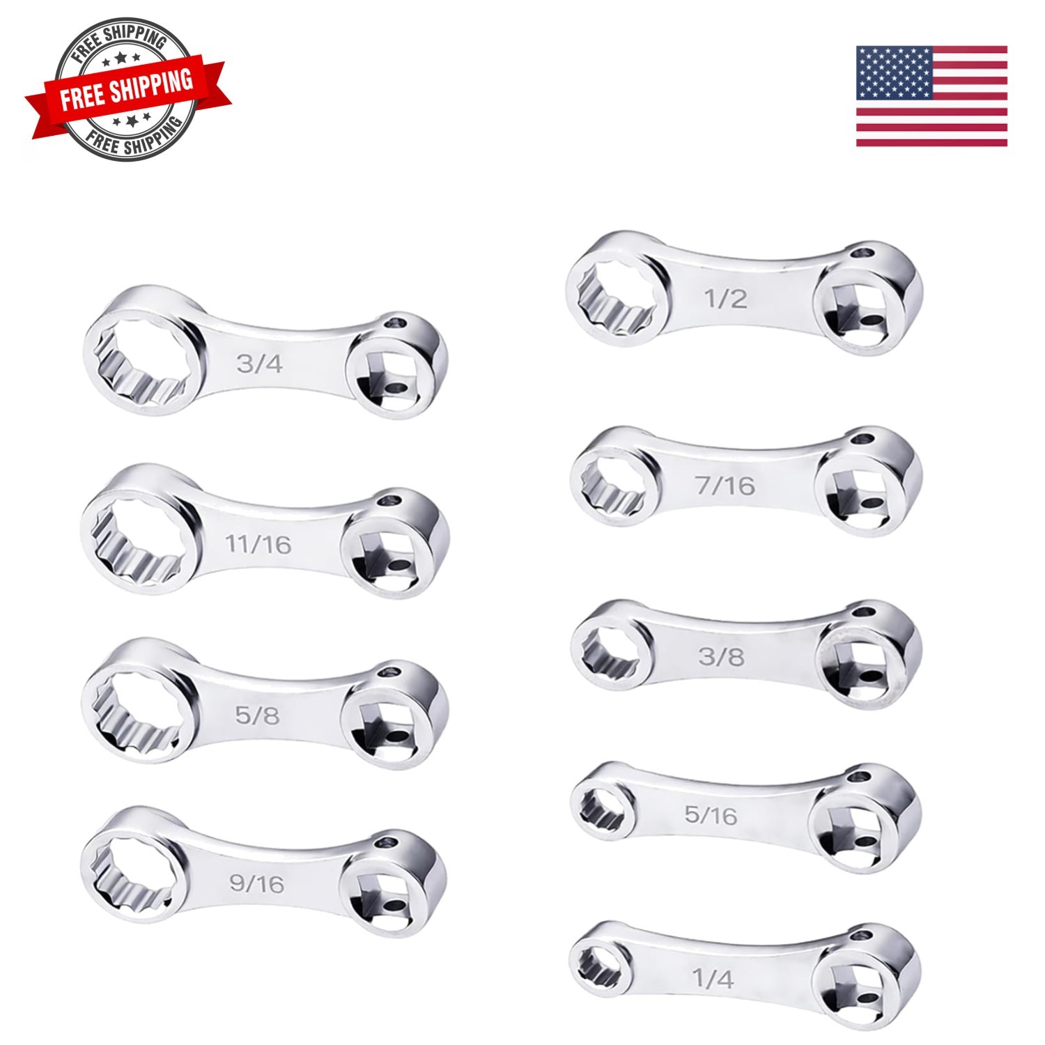 Torque Adapter Set, 9-Piece Torque Wrench Extension Set SAE Wrench Set for Au...