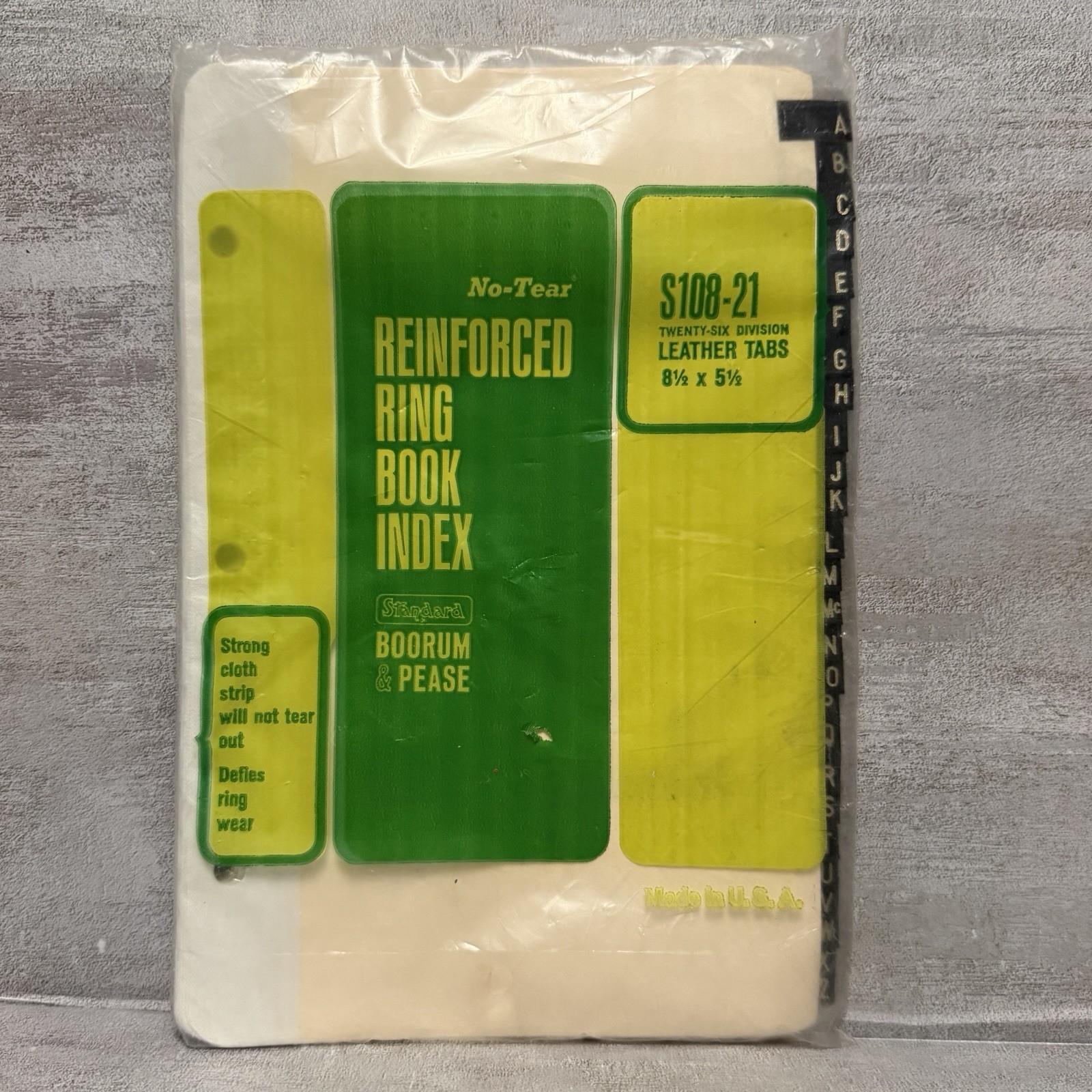 LEATHER Tabs Manila Page Dividers A-Z Booram & Pease NOS 8.5” x 5.5” Planner