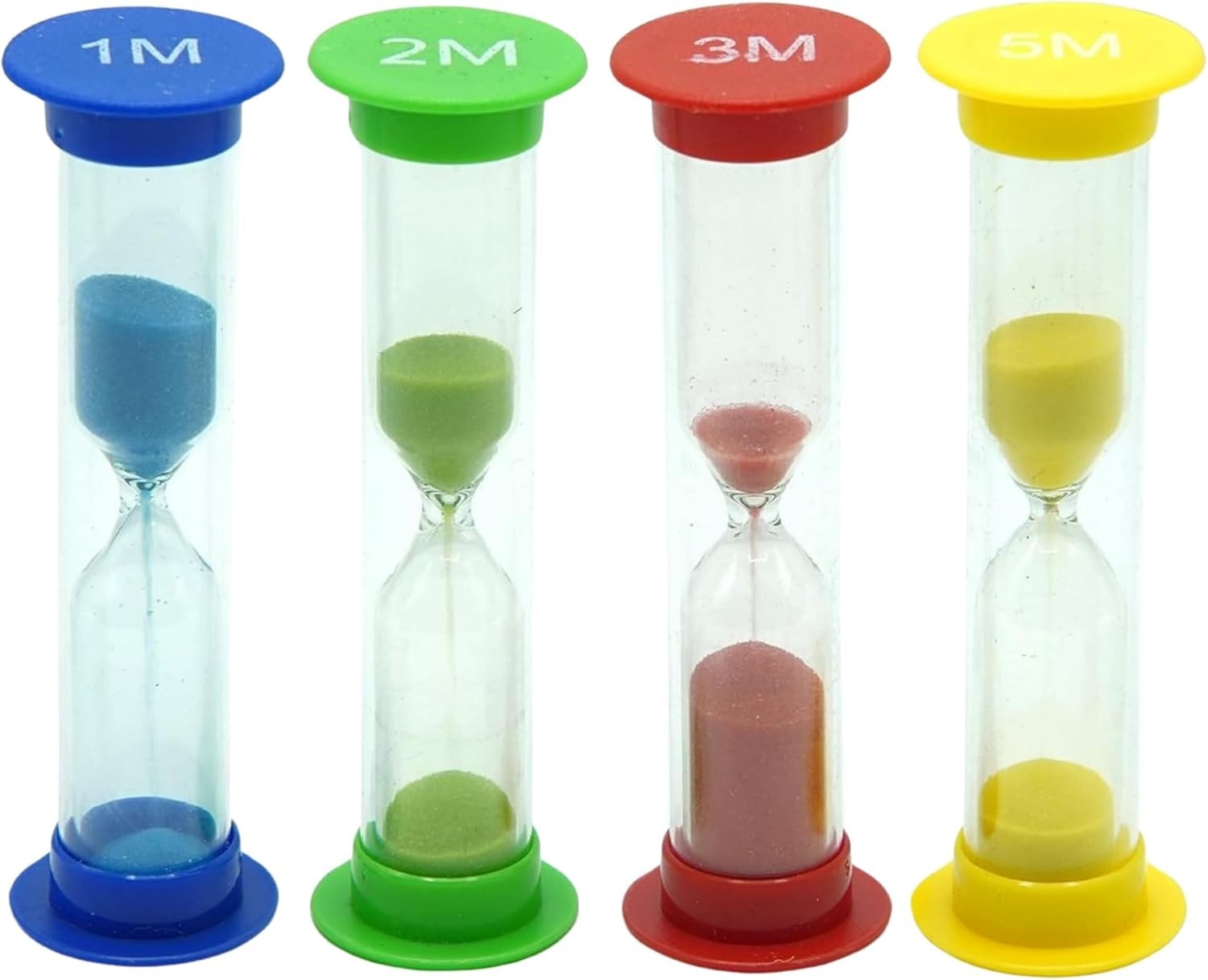 Sand Timer for Kids Set of 4 Small Colorful (Multi) Hour Glass Acrylic Covered C