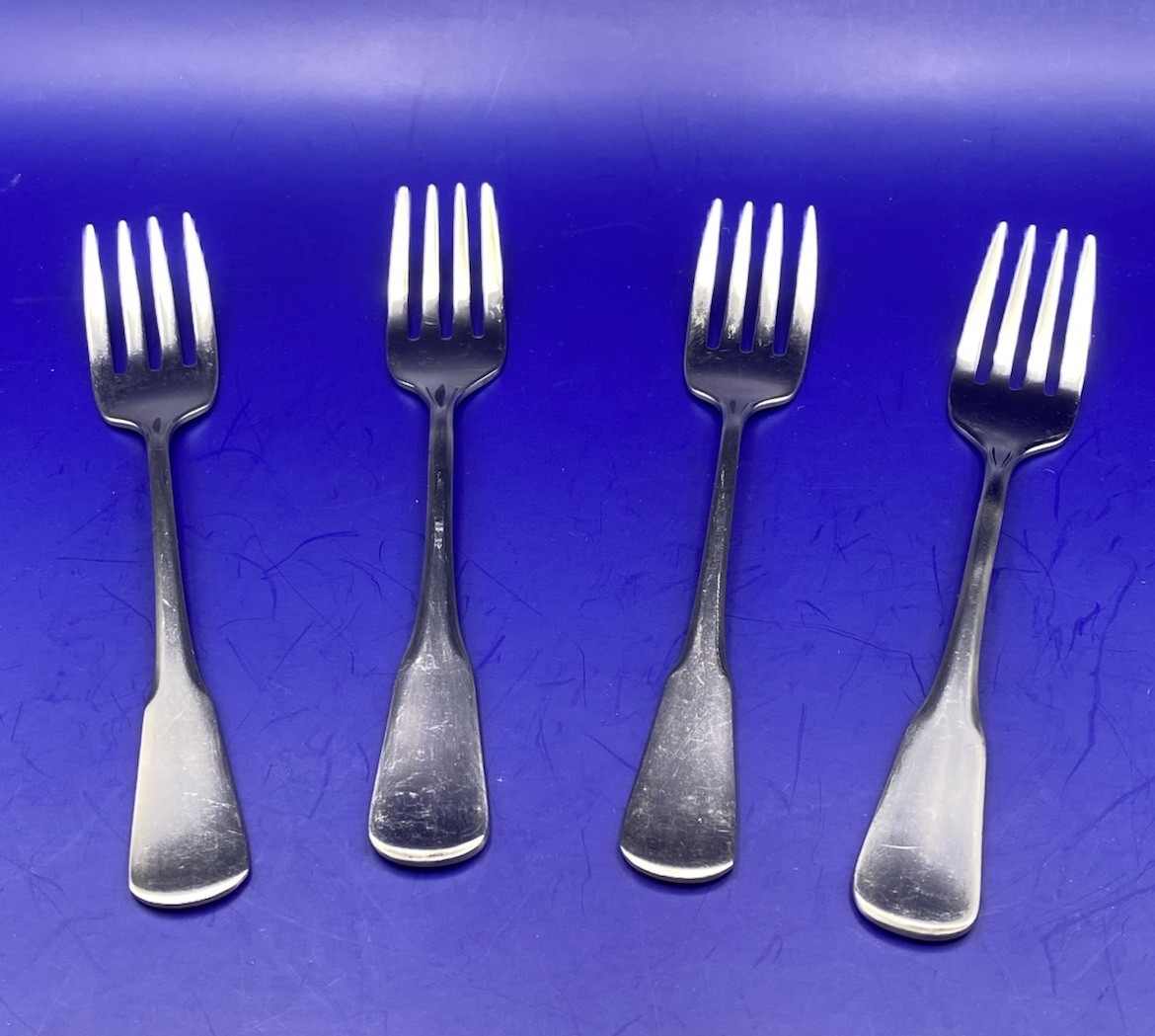 Vintage Oneida Colonial Boston 4 Salad Forks Flatware Stainless USA