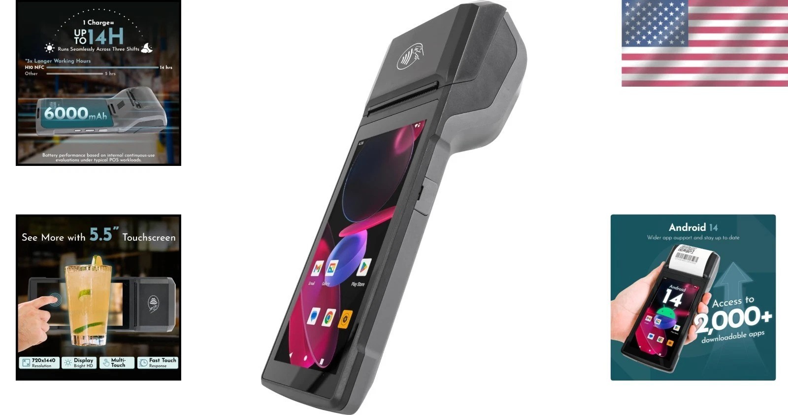 Portable 58mm Thermal Receipt Printer with NFC & 4G for Mobile Transactions