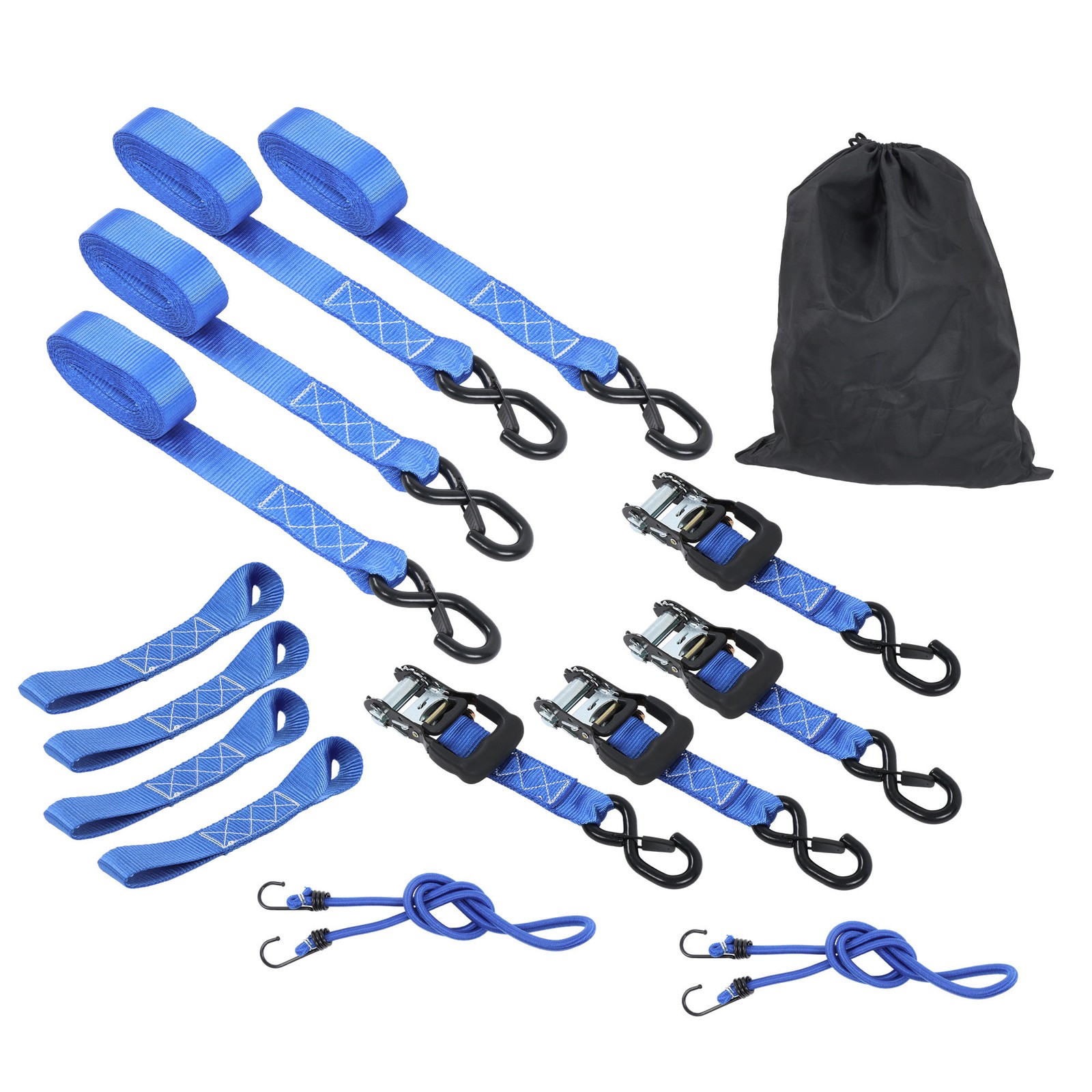 LABLT 4 Pack Heavy Duty Tie Downs 1.6" × 15' Blue Ratchet Straps S Hook 5208 Lbs