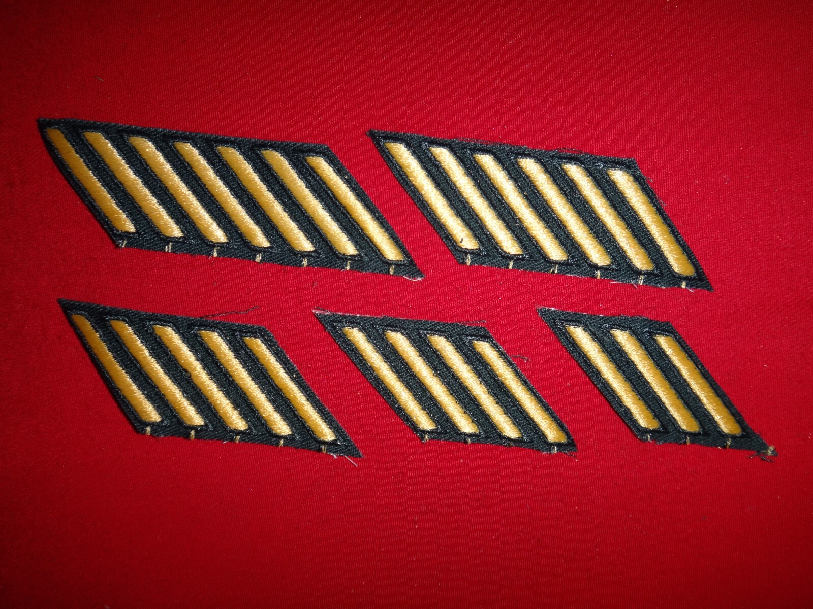 Twenty-five 25 US Army Gold-On-Green Small Hash Marks Service Stripes