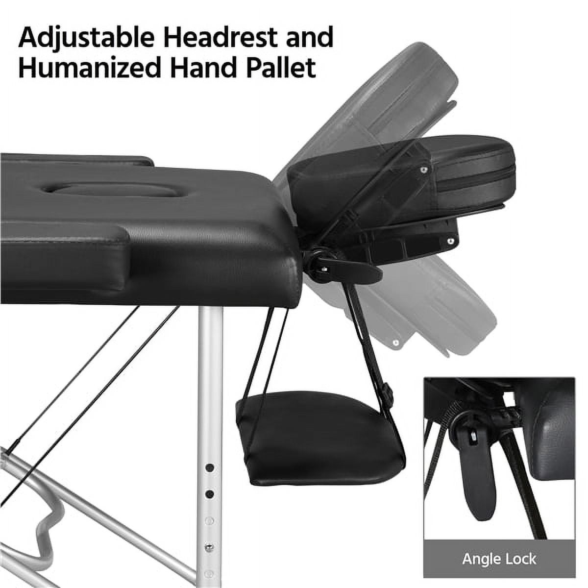 3 Section Adjustable Aluminum Massage Table W/ Headrest & Armrest 84" Black
