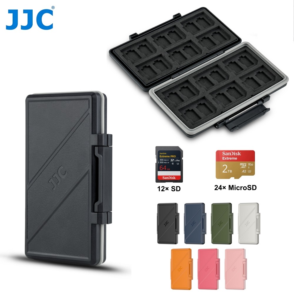 JJC 36 Slots Memory Card Case Water-Resistant for 24 Micro SD TF 12 SD SDXC SDHC