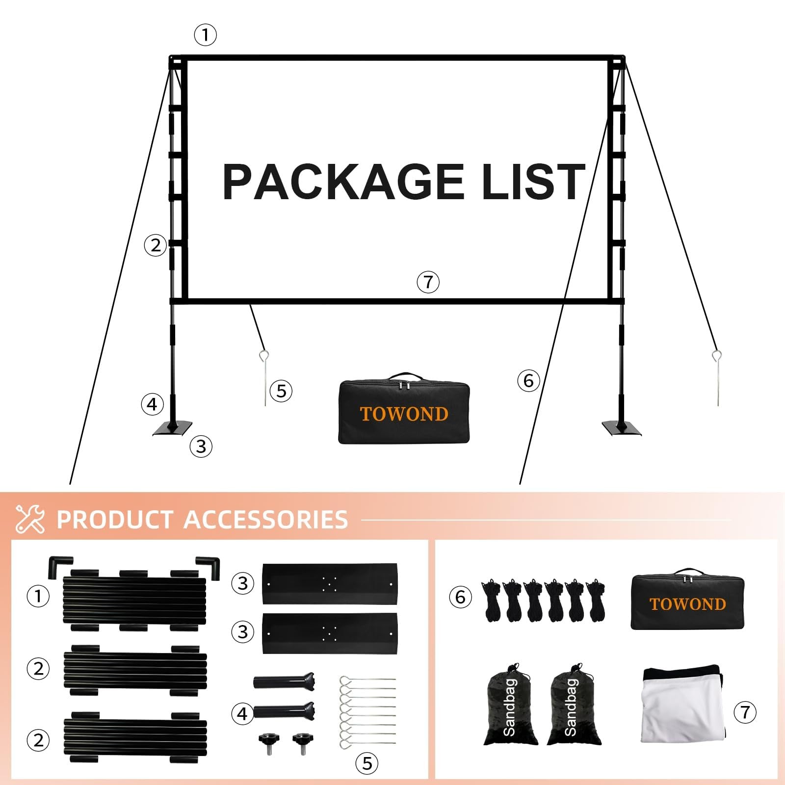 Projector Screen and Stand 120 inch Outdoor Projector Screen
