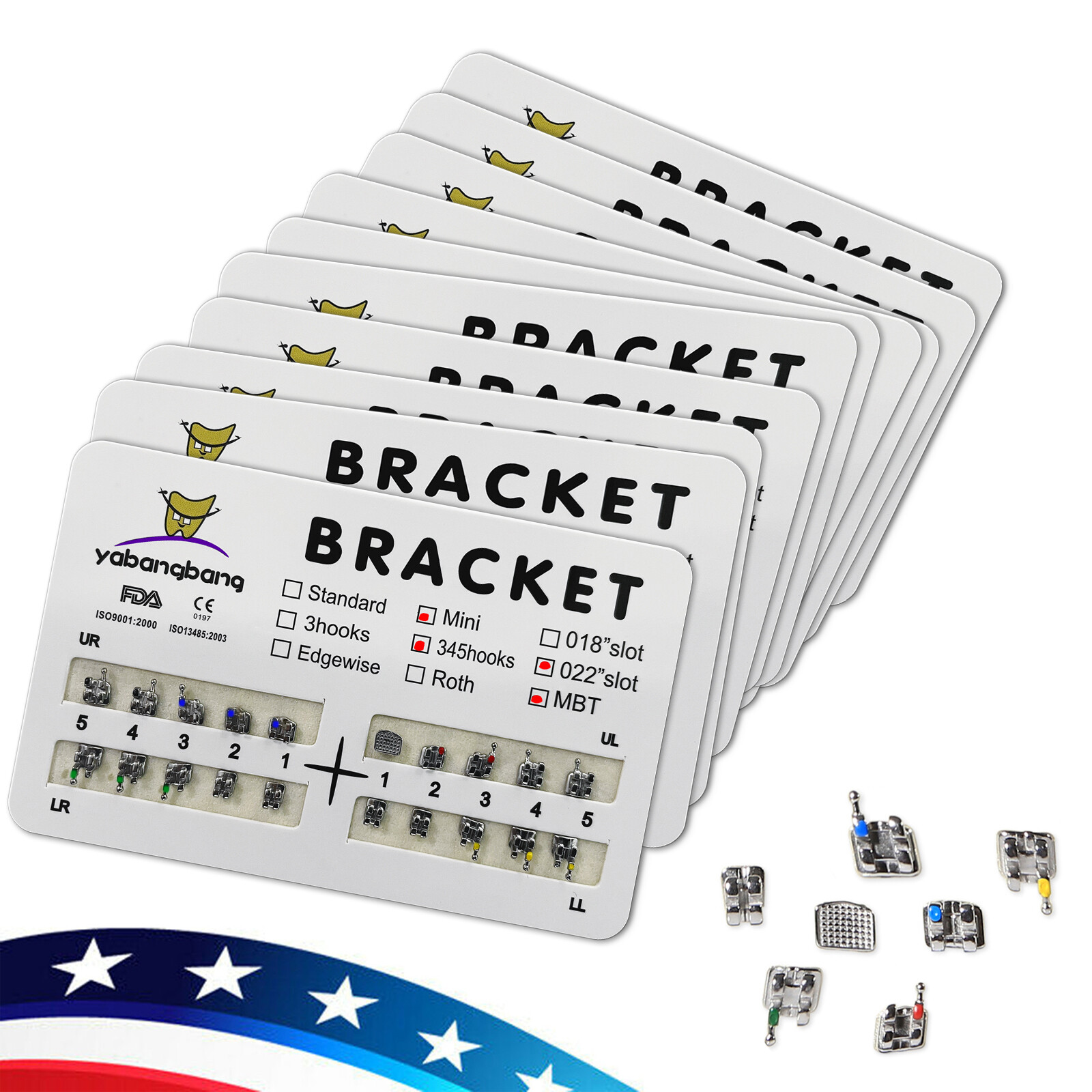 Dental Orthodontic Brackets Braces Mini MBT .022 Hooks 3-4-5 to
