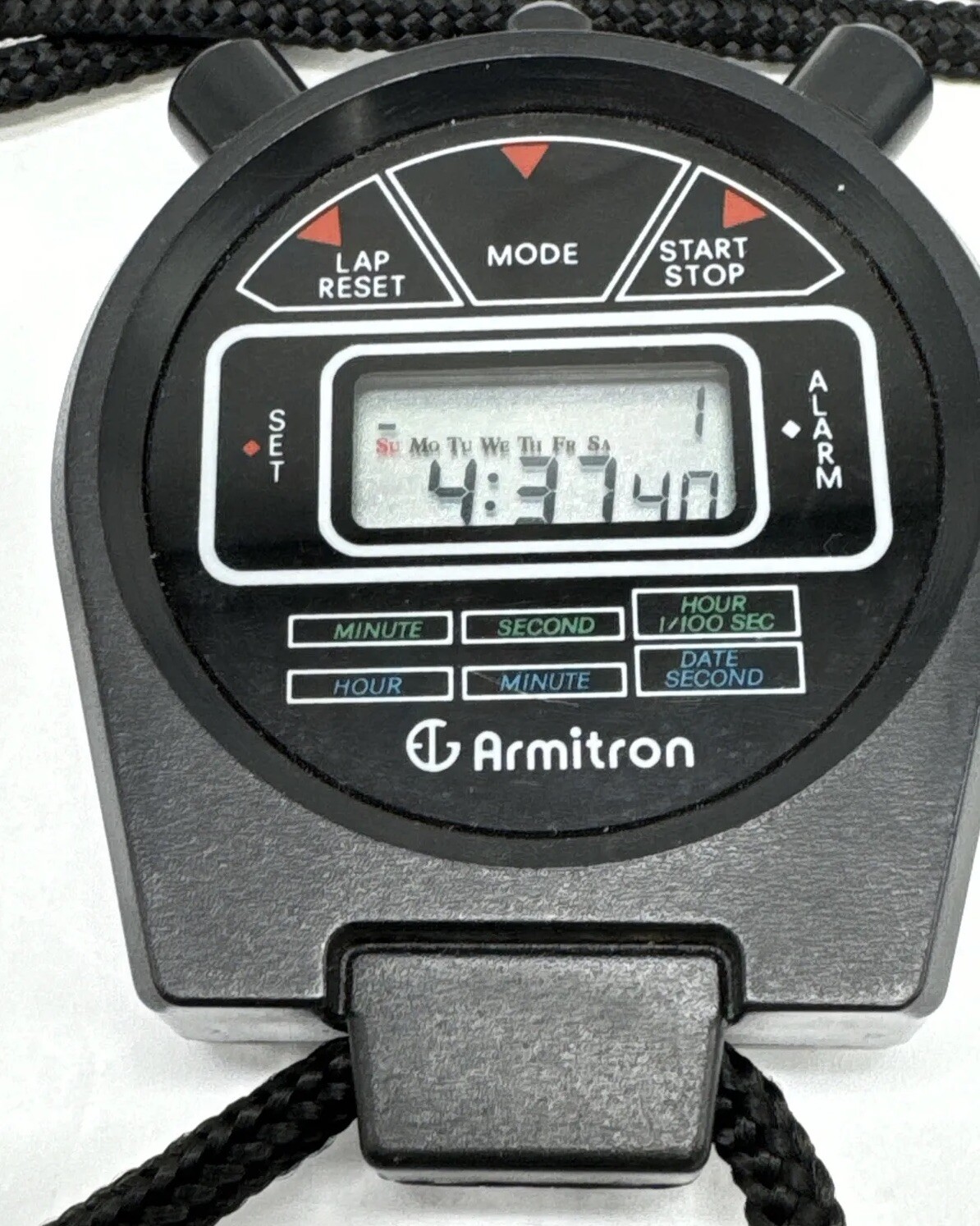 Armitron Date Lap Stopwatch Stop Watch Clock Alarm NEW BATTERY