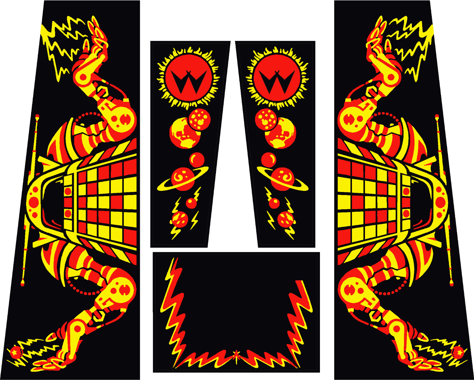 Williams PINBOT PIN*BOT Pinball Machine CABINET Decal Set