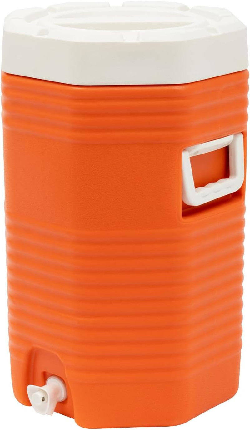 Insulated Beverage Cooler, 4 Gal Portable Sports Cooler, Orange, 16L, PU, Outdoo
