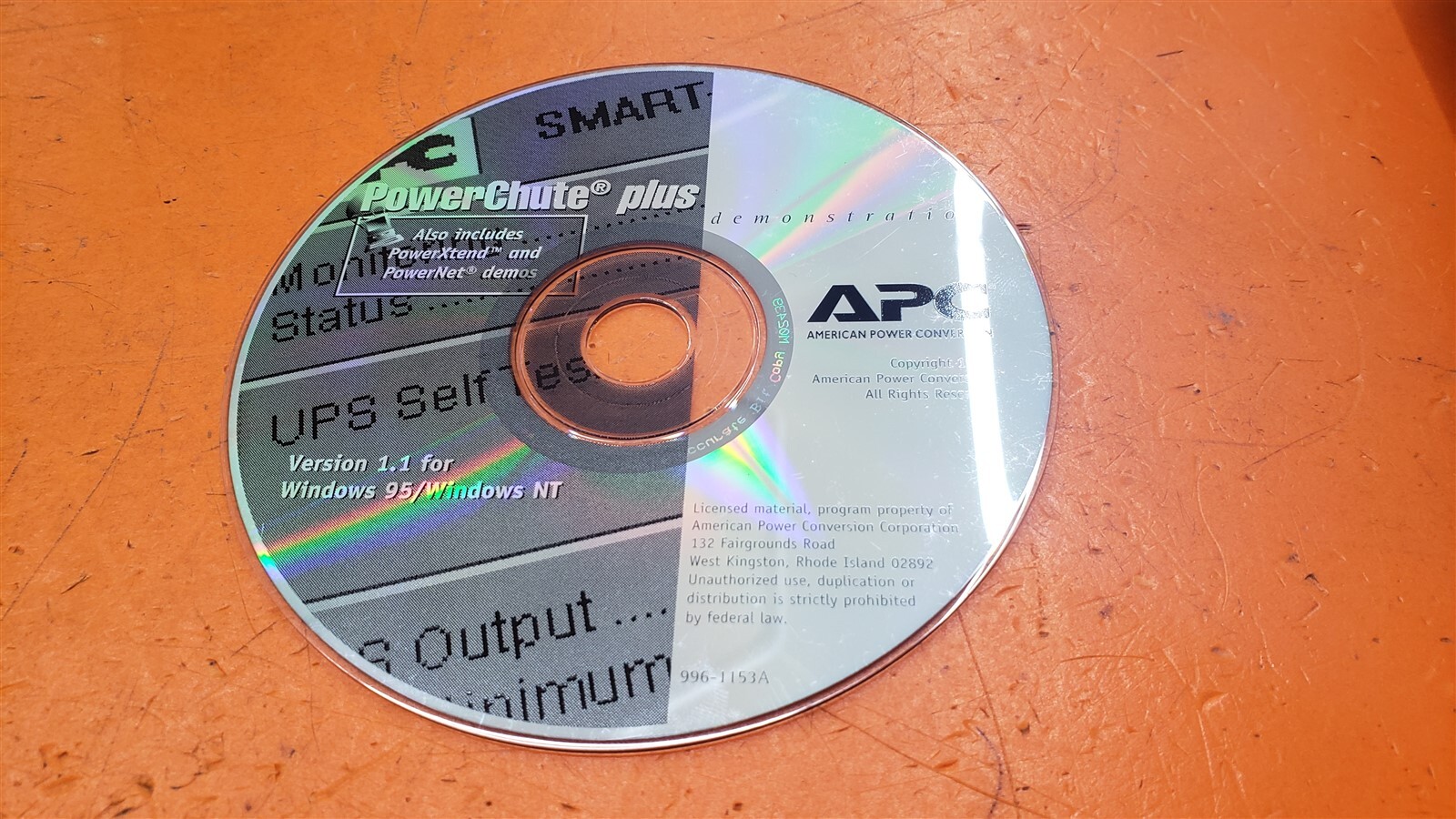 ⭐️⭐️⭐️⭐️⭐️ APC Power Chute Plus Version 1.1 For Windows 95/NT Disc Only