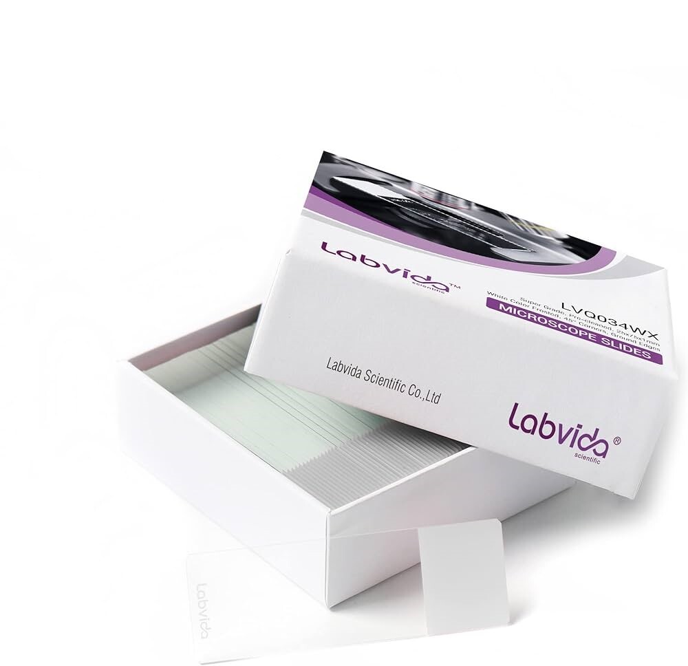 Labvida 72pcs Pre-Cleaned White Color Frosted Microscope Slide (IL/RT6-21501-...