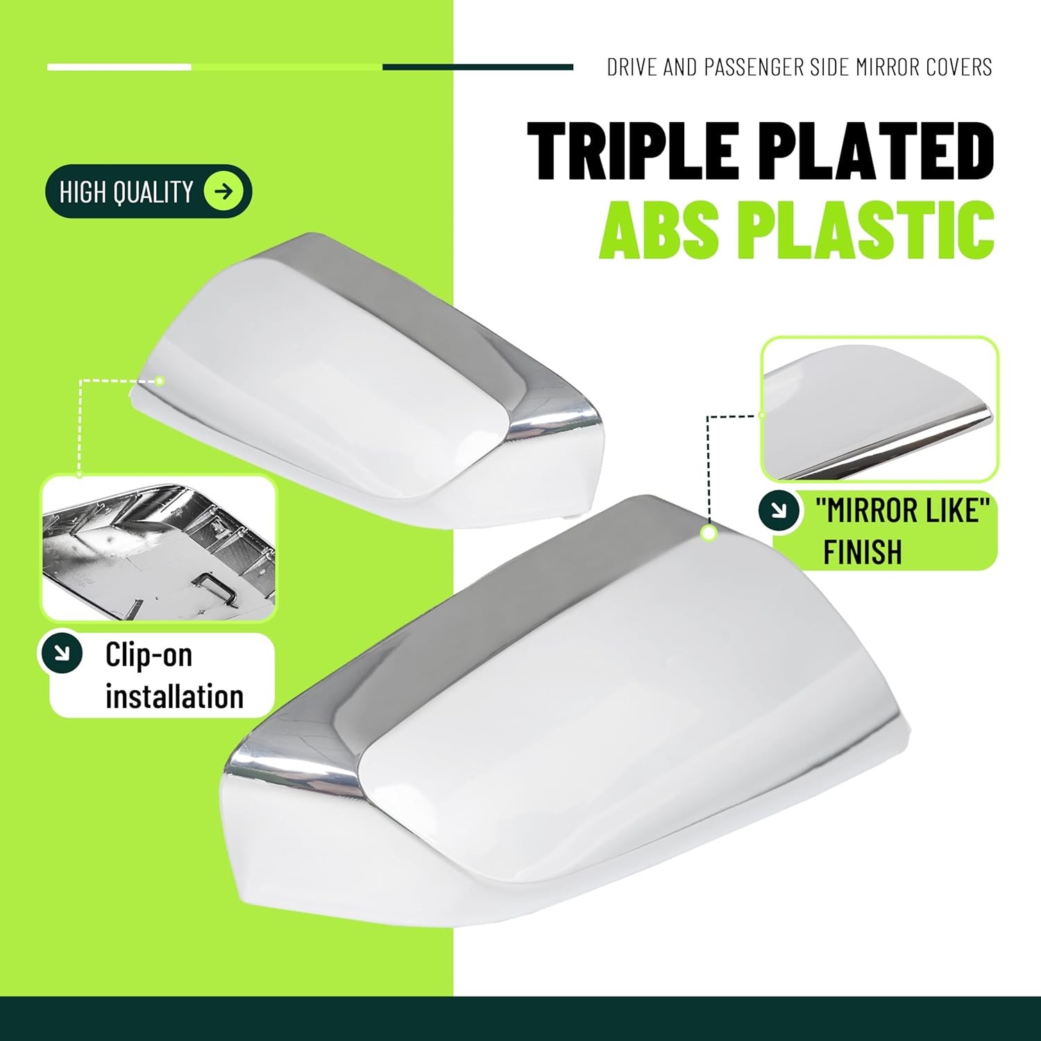 Pair Mirror Covers Compatible With 2014-2020 Impala Overlays Trims Shells Chrome