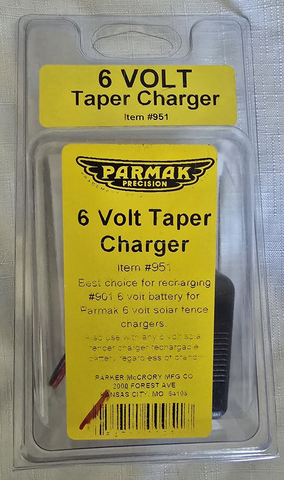 Parmak Precision 6 Volt Taper Charger Item #951 for Solar Fence Chargers NEW