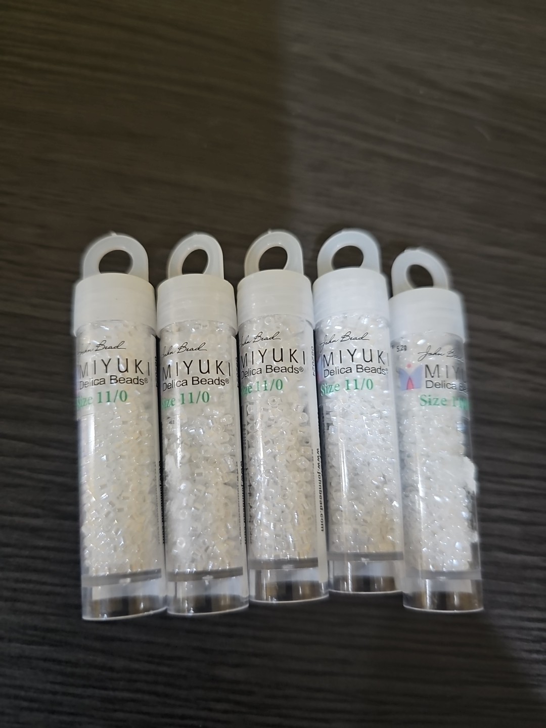 Lot of 5 Tubes Miyuki Delica 11/0 Beads, 5.2 Grams Each #11 Crystal White Ceylon