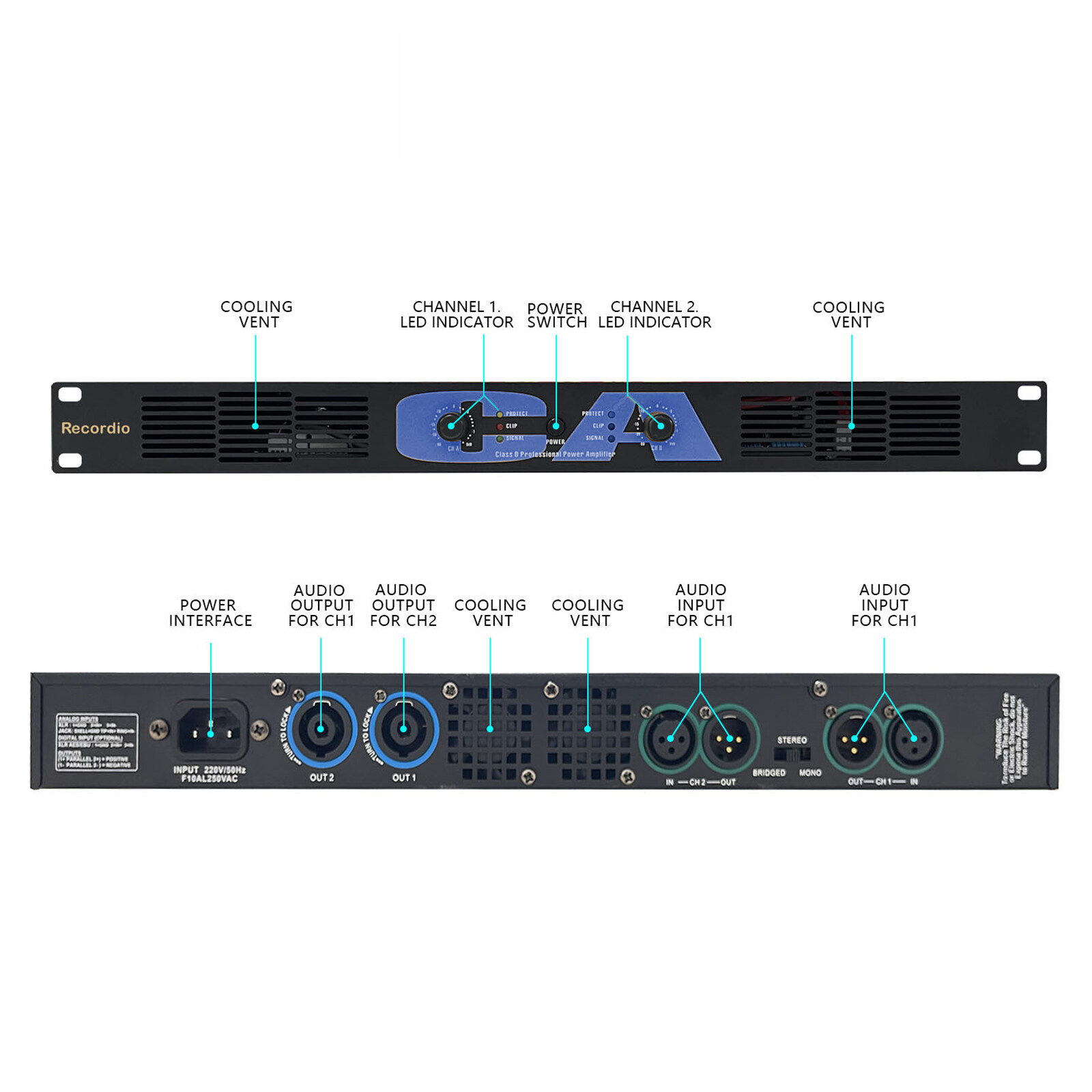 CA-450 2 Channel Digital Power Amplifier 2x900watt Class-D Bridge Function 1802G