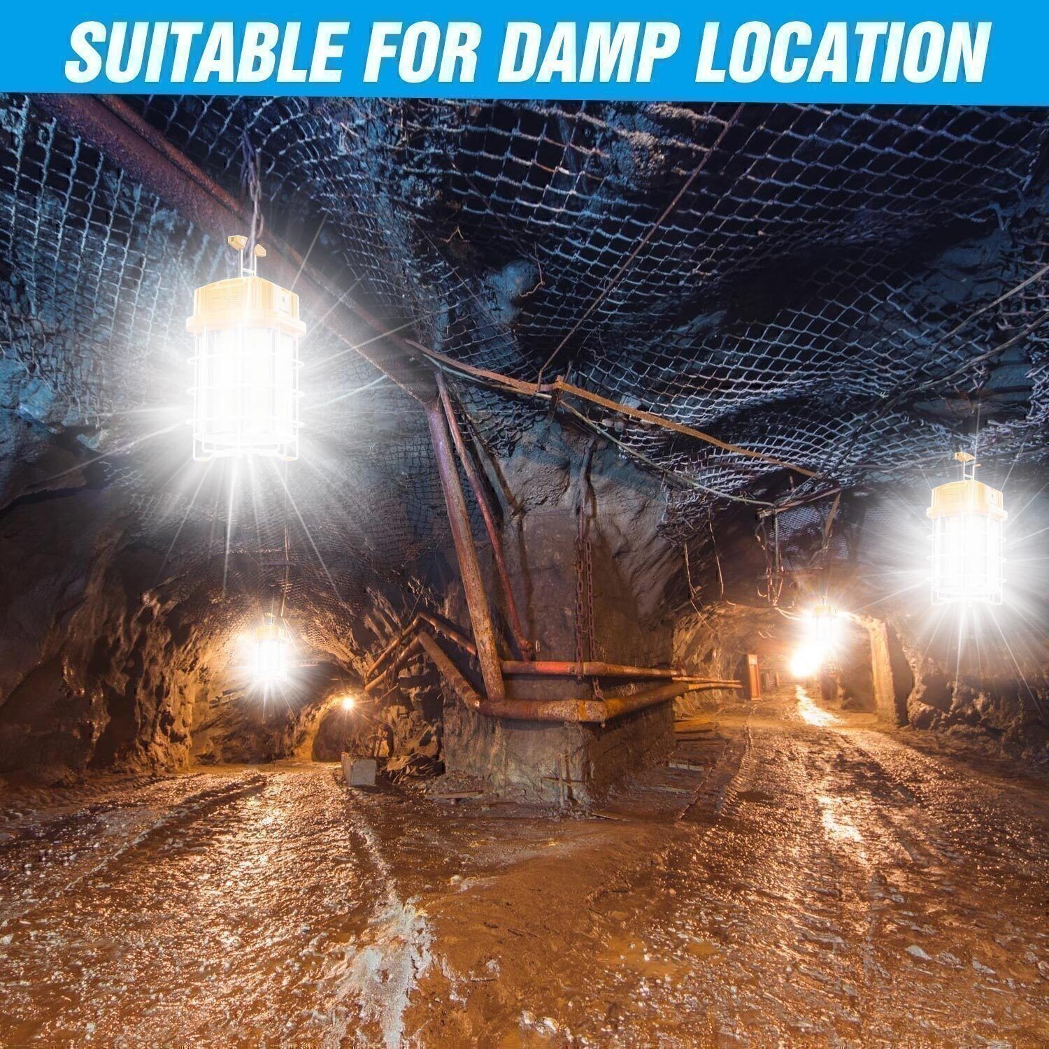 LED Jobsite Light 150W Linkable Temporary Work Construction Tunnel Hanging Lamp