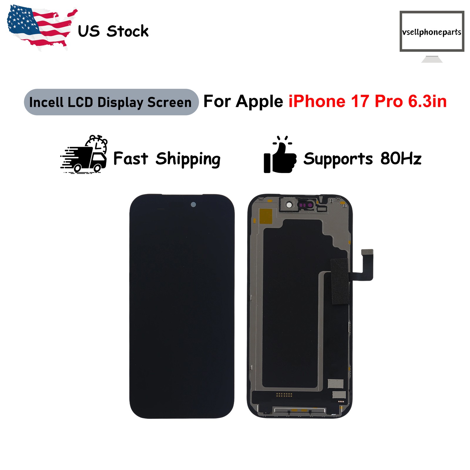 For Apple iPhone 17 Pro 6.3in Incell LCD Display Touch Screen Digitizer