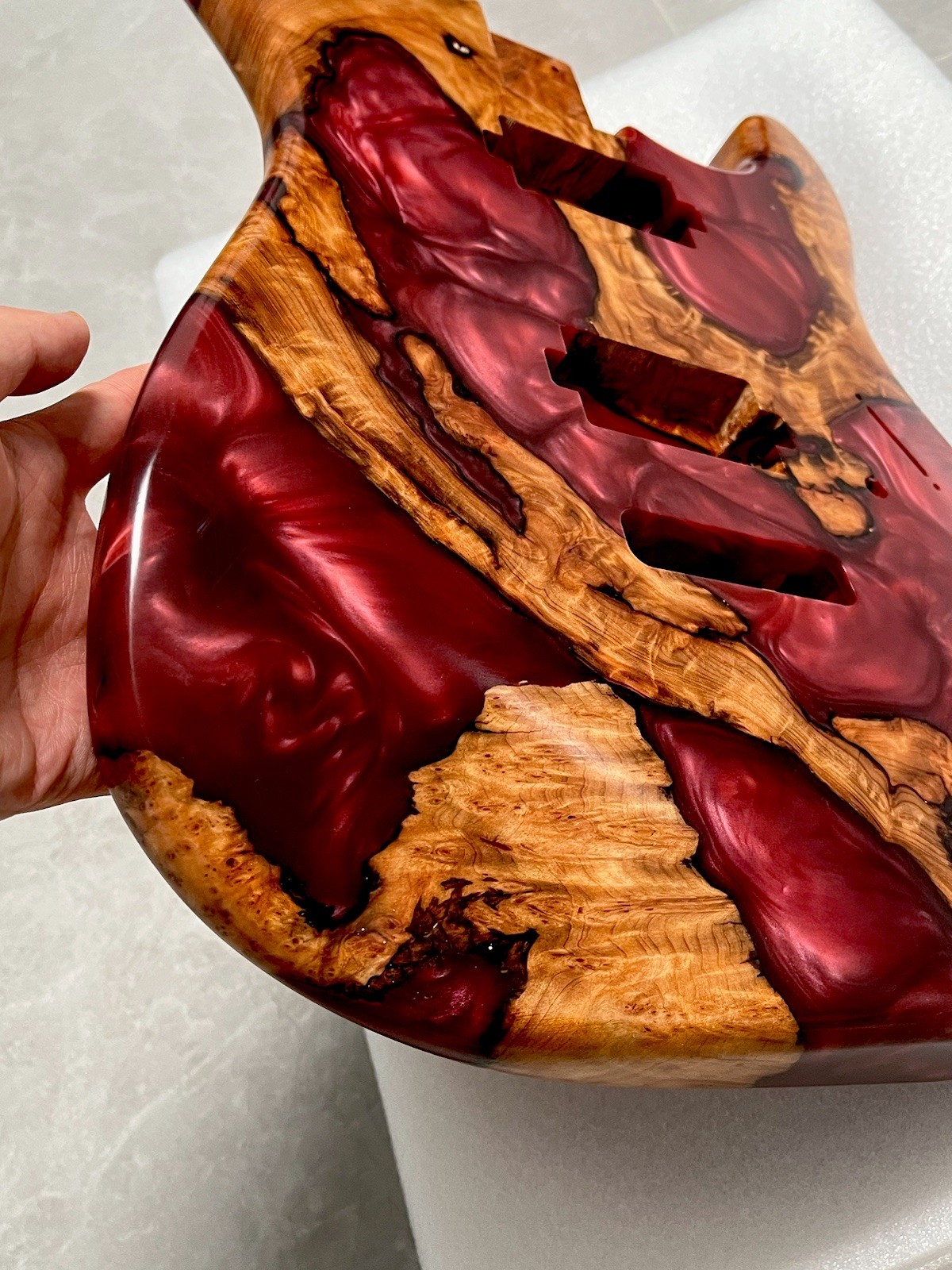 Burl Wood Full Epoxy Resin Electric Guitar Custom Replacement Body
