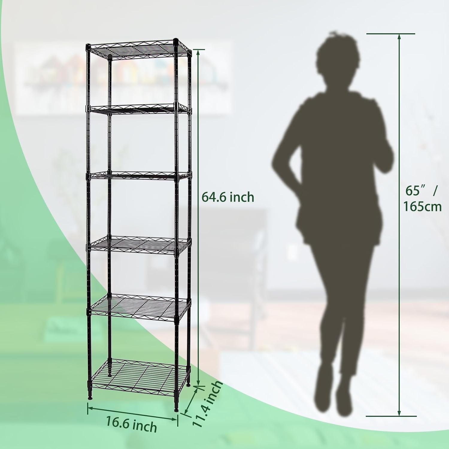 6-Wire Shelving Adjustable Shelves Standing Storage Shelf Laundry Bathroom