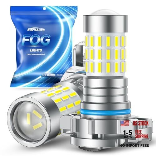 5202 LED Fog Light Bulbs, 10,000 lumens 6000K Cool 48 Chips DRL MF3 5202 White