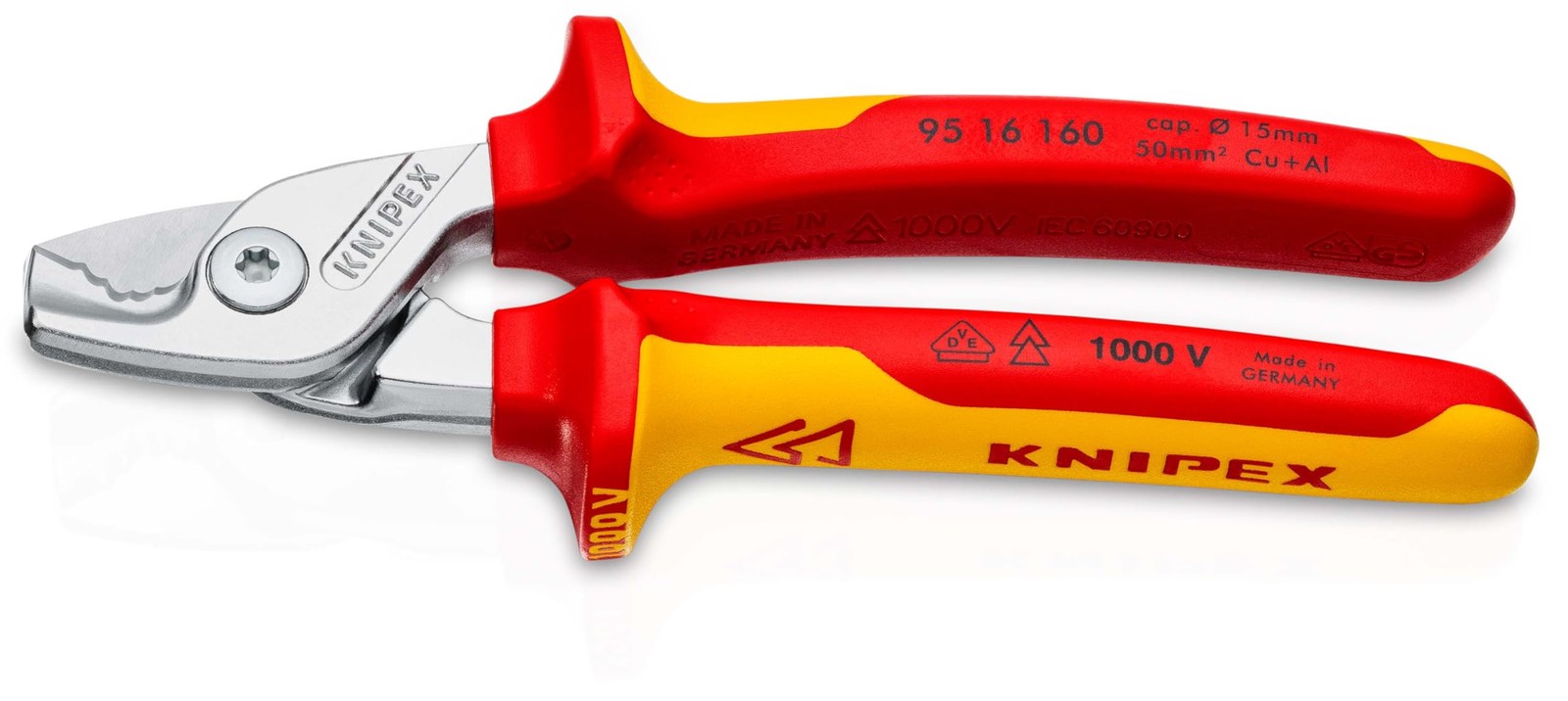 StepCut Cable Shears chrome-plated, insulated with multi-component grips, VDE-te