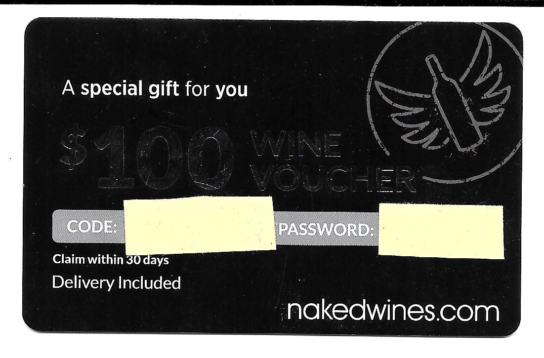 $100 gift card voucher for NAKED WINES nakedwines.com