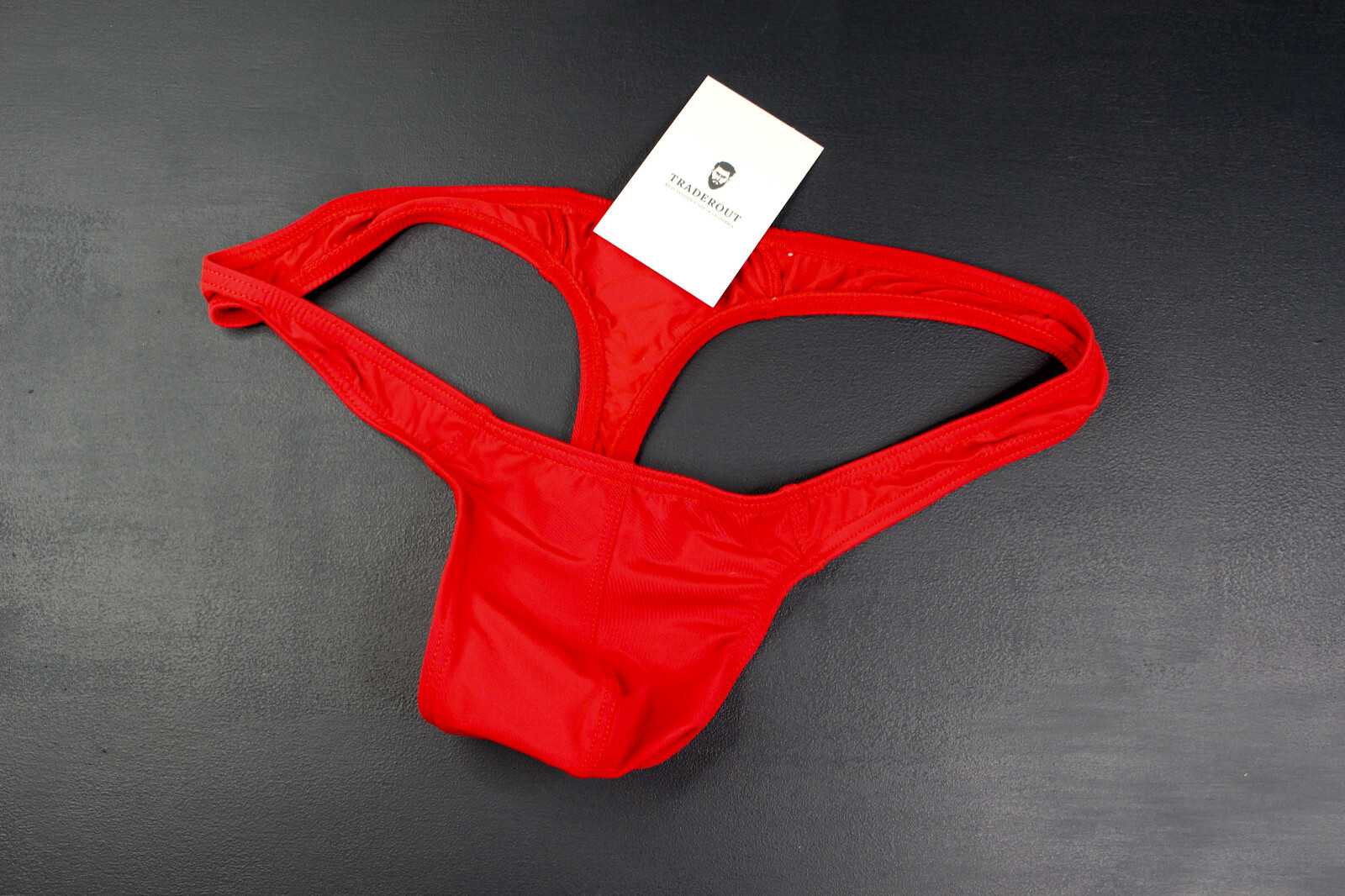H.E.Arts HERO logo custom Print Mens red nylon thong underwear size M L XL