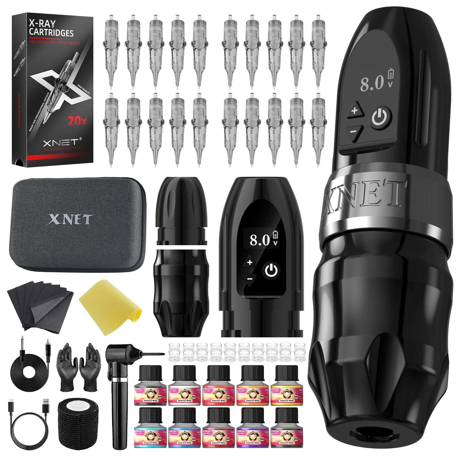 XNET Titan 2024 Wireless Tattoo Machine Kit with Ink Shaker Tattoo Beginner USA