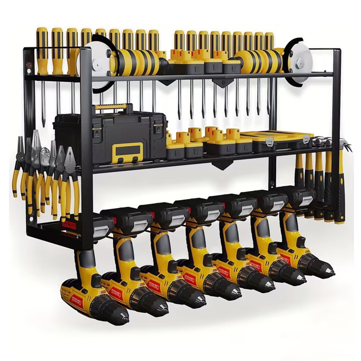 3 Layer Power Tool Organizer Wall Mount Cordless Drill Hanger Storage Rack Shelf