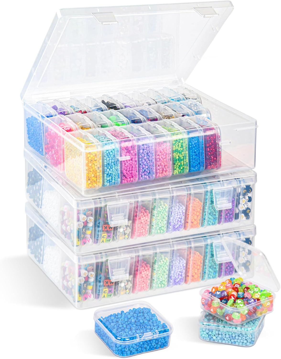 Bead Organizer Box, 93 Pcs Plastic Bead Organizers and Storage, Clear Craft Stor