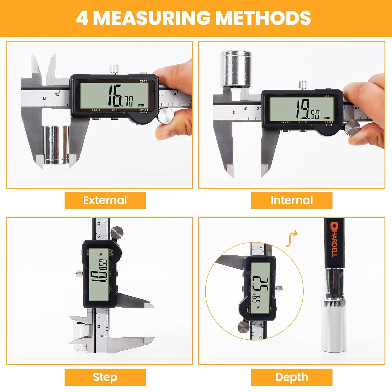 Digital Caliper Rechargeable, Calipers with Reset Setting, Caliper Measuring Too