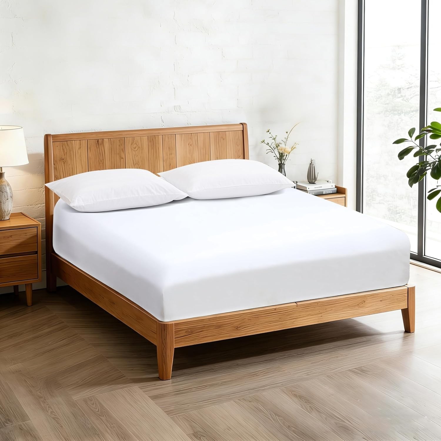 100% Egyptian Cotton King Size Fitted Sheet, 600 Thread Count, 16" Deep Pocke...