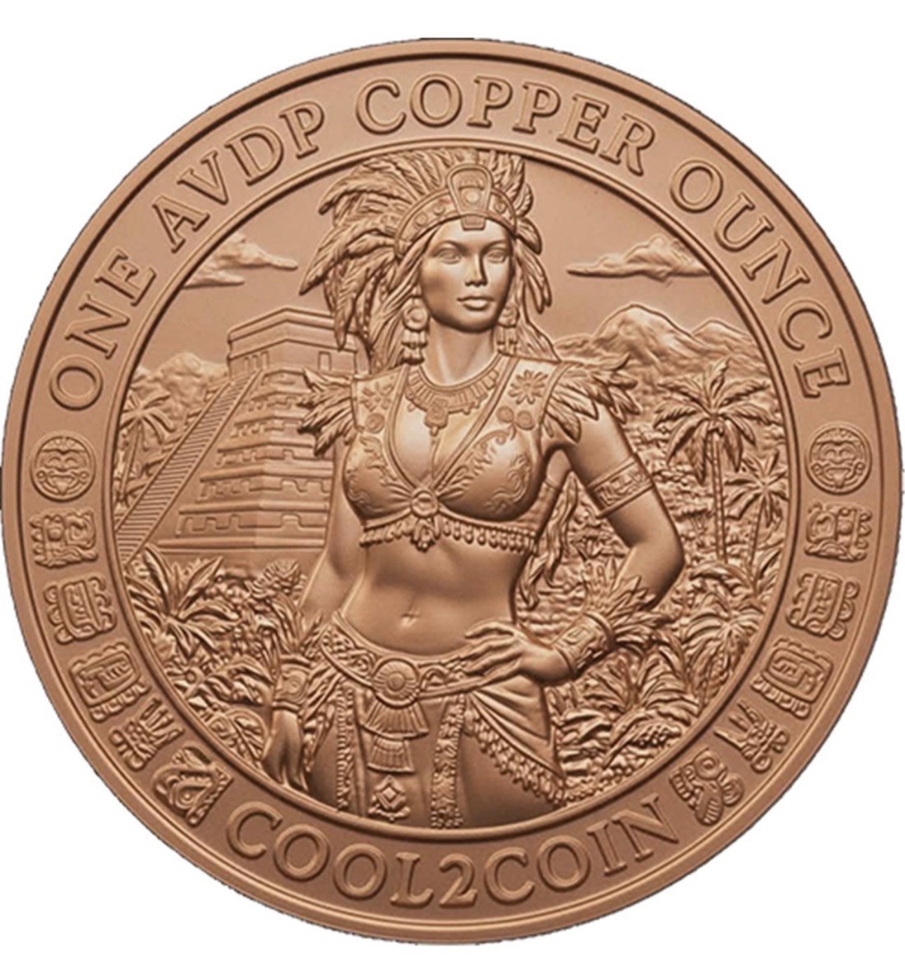 1 Oz. Copper Round Aztec Princess Sacrifice