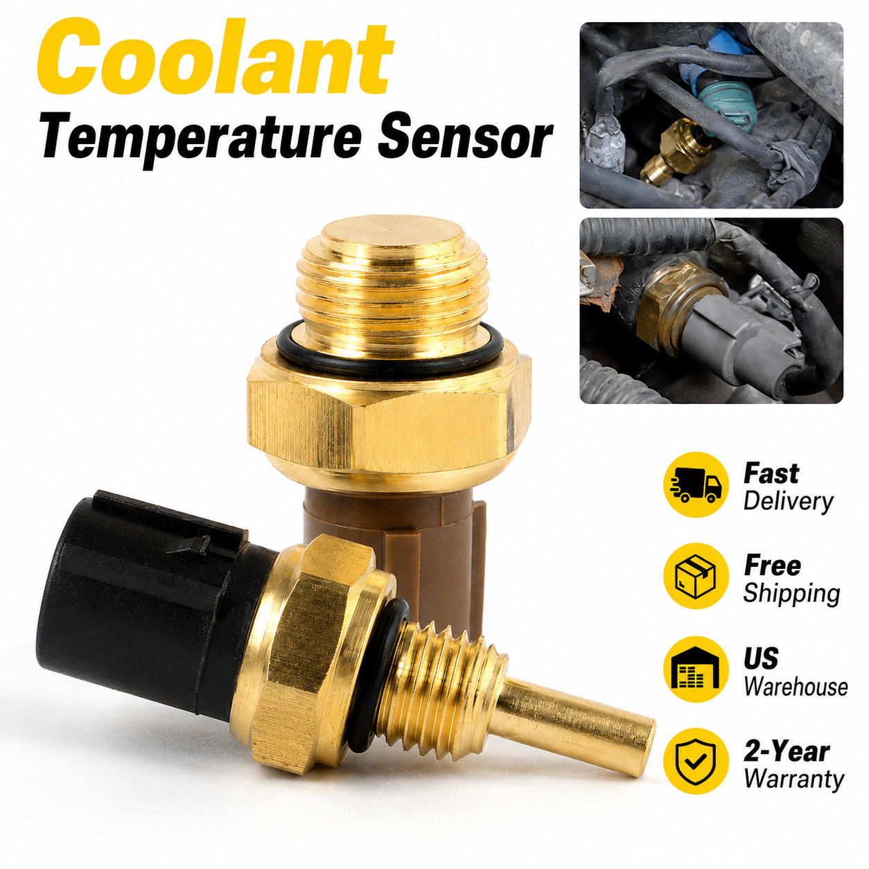 2PCS Radiator Coolant Fan Temperature Sensor Water Temp Switch For Honda Acura