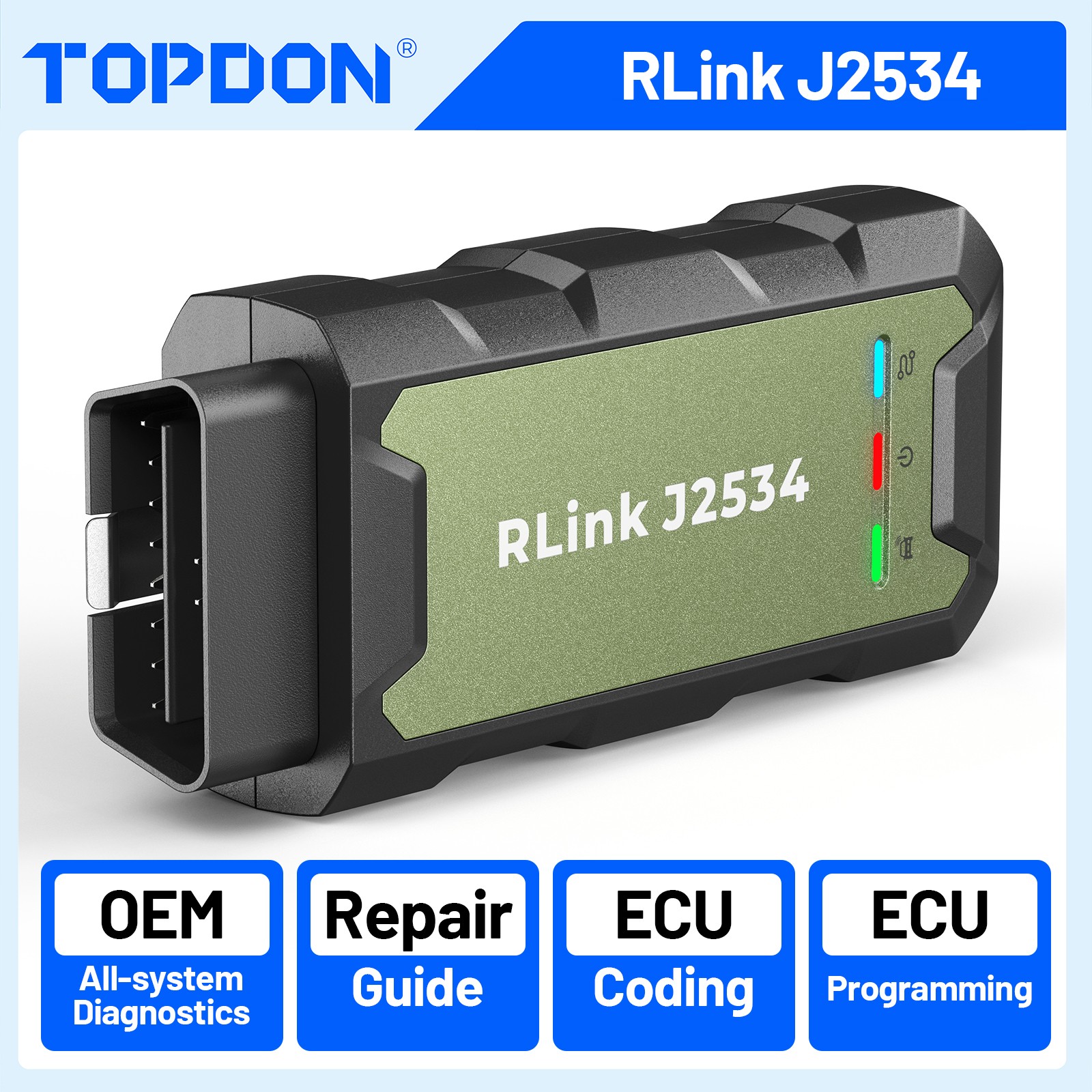 TOPDON Rlink J2534 Pass-Thru Programmer with Deep ECU Flashing for 13 Brands
