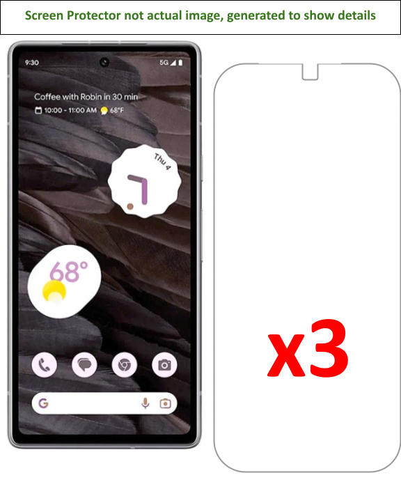 3x Google Pixel 7a Screen Protector w/ cloth