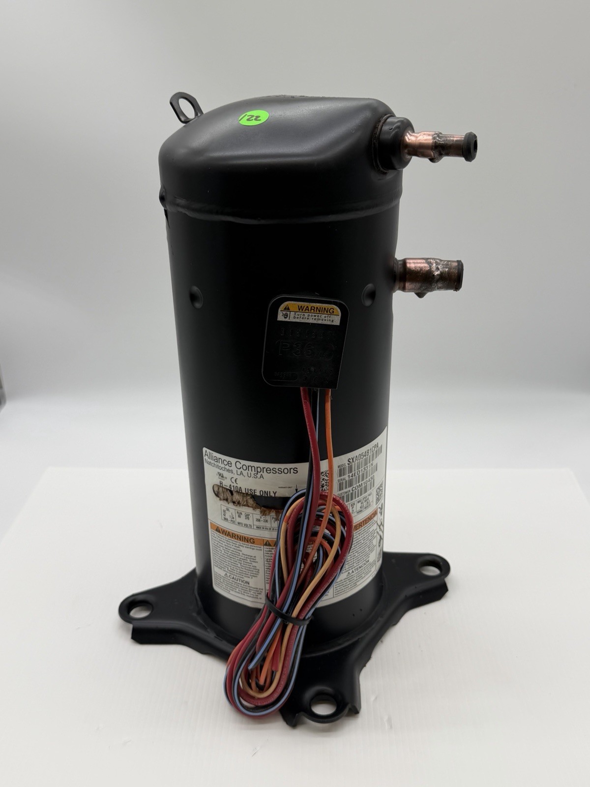 Alliance SXA054B1CPA SXA054B1RPA Scroll Compressor COM08809 208-230V R410A