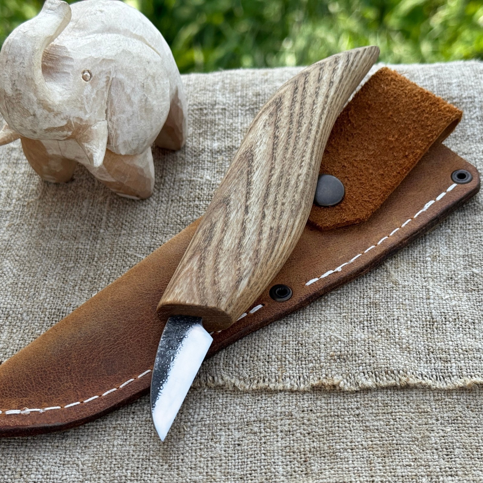 1.38'' Blade Small Whittling Knife Wood Carving 52100 Carbon Steel 3.5cm Sheath