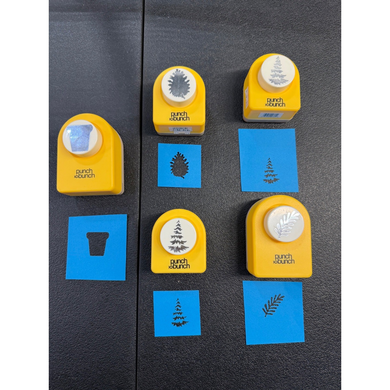 Paper Punch Lot of 5, Christmas Tree, Pinecone, Leaf, Branch, Flower Pot