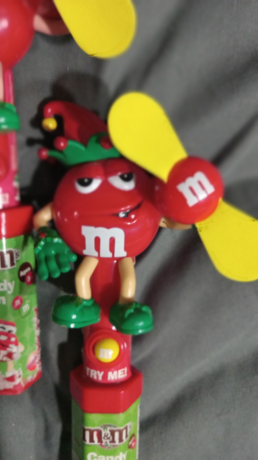 TWO-M&Ms Christmas Red Character Candy Fan Dispenser Without Candy